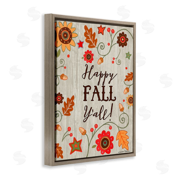 Stupell Industries Andrea Tachiera | Happy Fall Y'all Phrase Autumn County Border