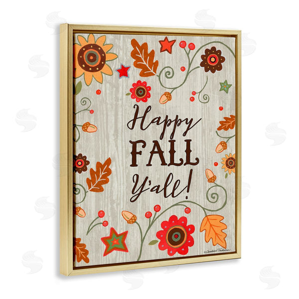Stupell Industries Andrea Tachiera | Happy Fall Y'all Phrase Autumn County Border
