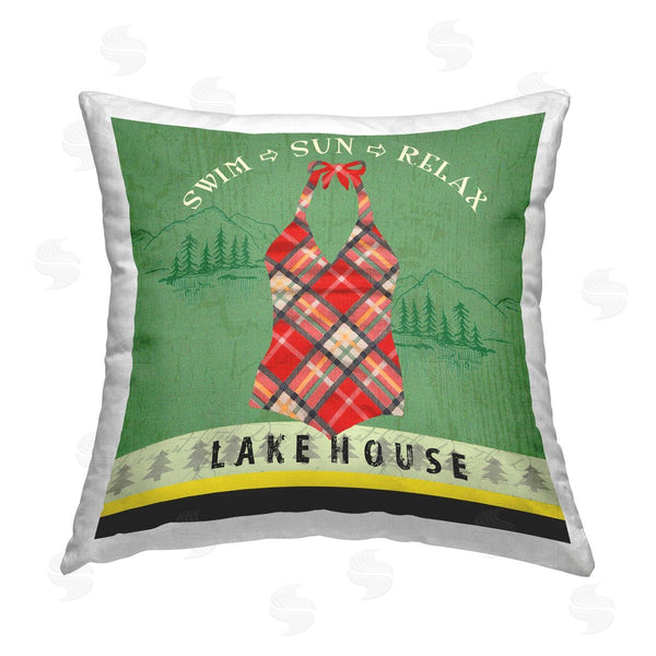 stupell industries Andrea Tachiera | Lake House Swimsuit Printed Throw Pillow