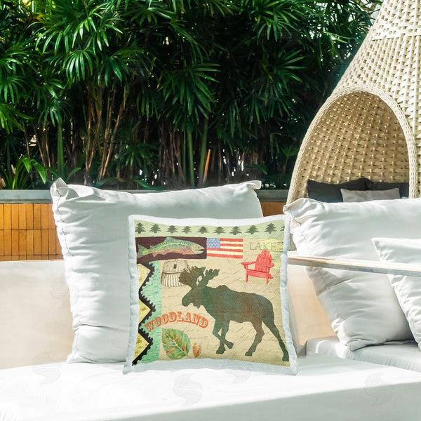 Stupell Industries Andrea Tachiera | Lake Lodge Patchwork Printed Throw Pillow