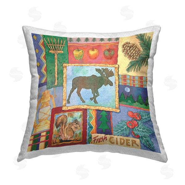 Stupell Industries Andrea Tachiera | Rustic Moose Patchwork Printed Throw Pillow