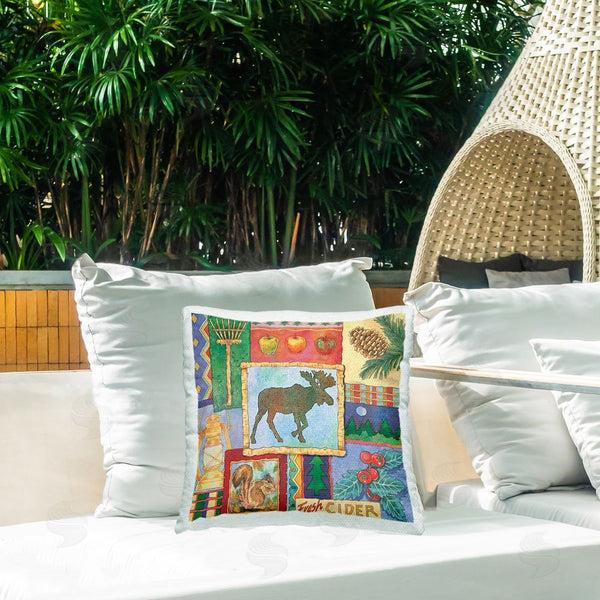 Stupell Industries Andrea Tachiera | Rustic Moose Patchwork Printed Throw Pillow