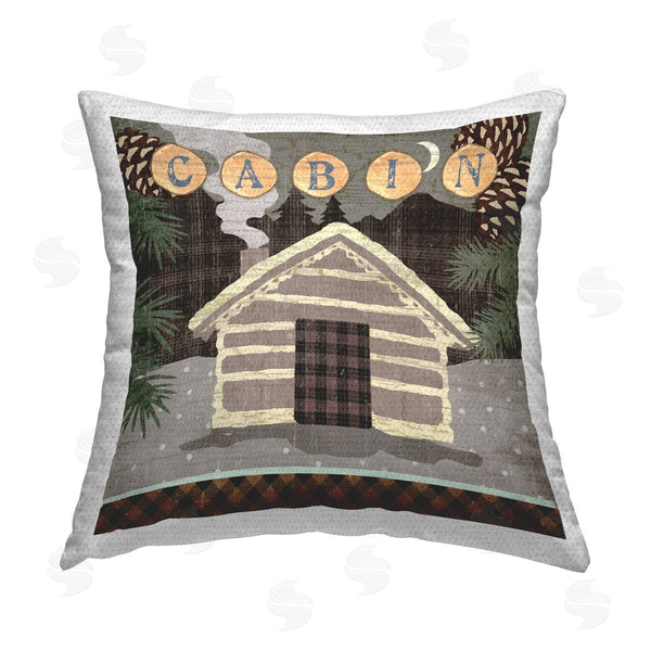 Stupell Industries Andrea Tachiera | Rustic Winter Cabin Printed Throw Pillow
