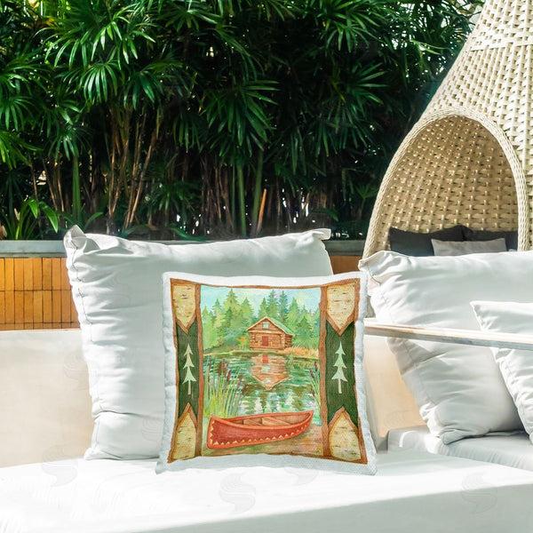 Stupell Industries Andrea Tachiera | Scenic Cabin On Lake Printed Throw Pillow