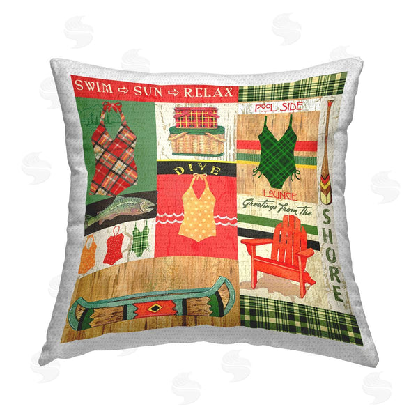 Stupell Industries Andrea Tachiera | Summer Swimsuit Collage Printed Throw Pillow