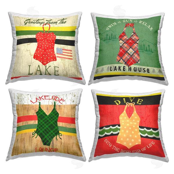 Stupell Industries Andrea Tachiera | Vintage Rustic Swimsuits Printed Throw Pillow Set