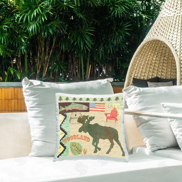 Stupell Industries Andrea Tachiera | Woodland Moose Collage Printed Throw Pillow