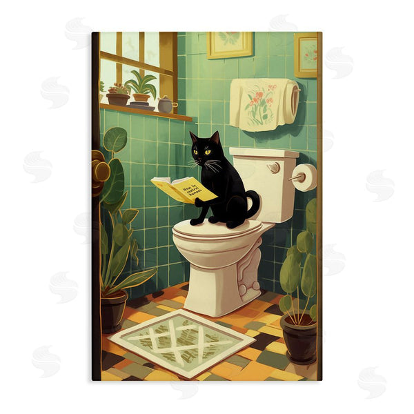 stupell industries Andreas Magnusson | Cat Reading On Toilet Wall Art