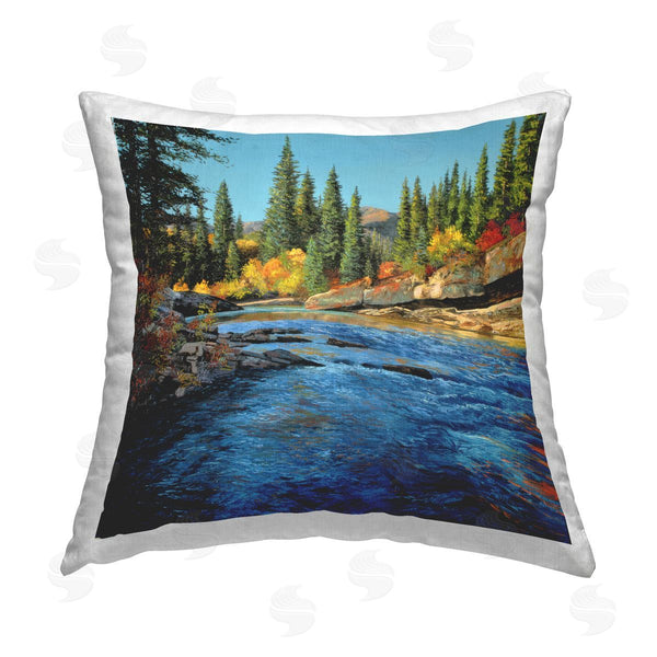 stupell industries Andrew Kiss | Morning Rushing River Printed Throw Pillow