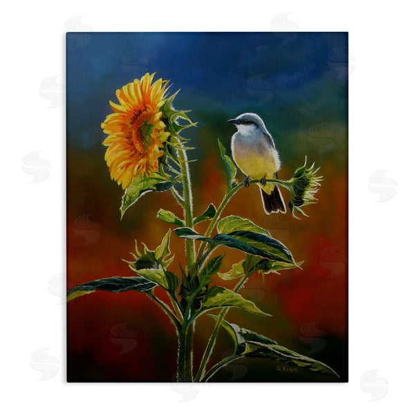 stupell industries Andrew Kiss | Western Kingbird & Flower Wall Art