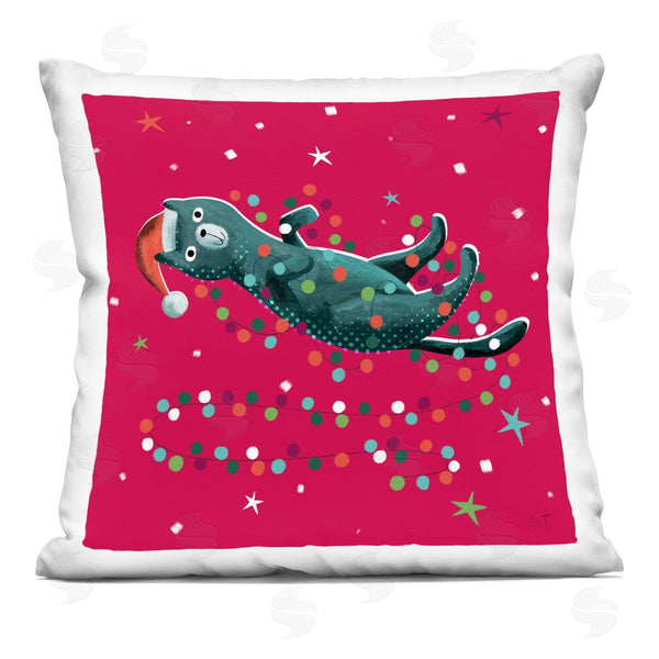 stupell industries Andrew Thornton | Funny Holiday Cat Christmas Lights Printed Throw Pillow