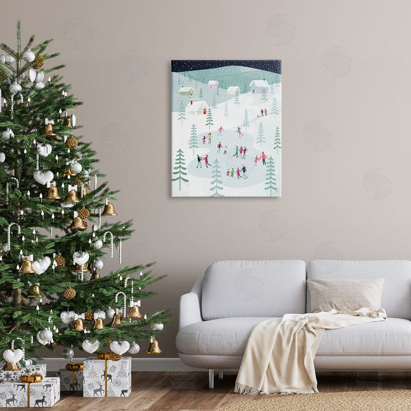 Stupell Industries Andrew Thornton | Ice Skating Families Snowfall Wall Art