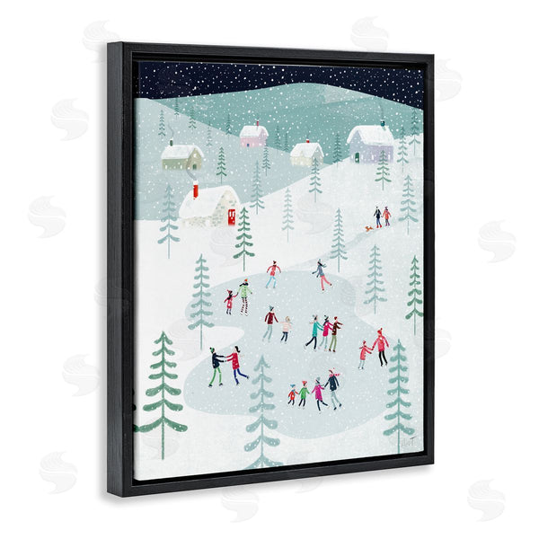 Stupell Industries Andrew Thornton | Ice Skating Families Snowfall Wall Art