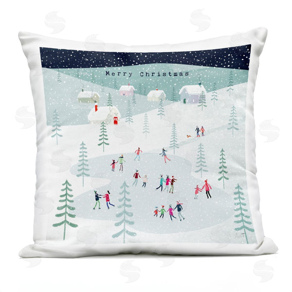 Stupell Industries Andrew Thornton | Merry Christmas Ice Skating Fun Printed Throw Pillow