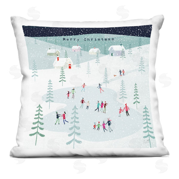 stupell industries Andrew Thornton | Merry Christmas Ice Skating Fun Printed Throw Pillow