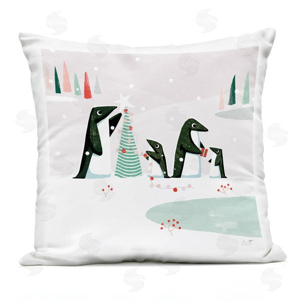 Stupell Industries Andrew Thornton | Penguins Gift Exchange Winter Printed Throw Pillow