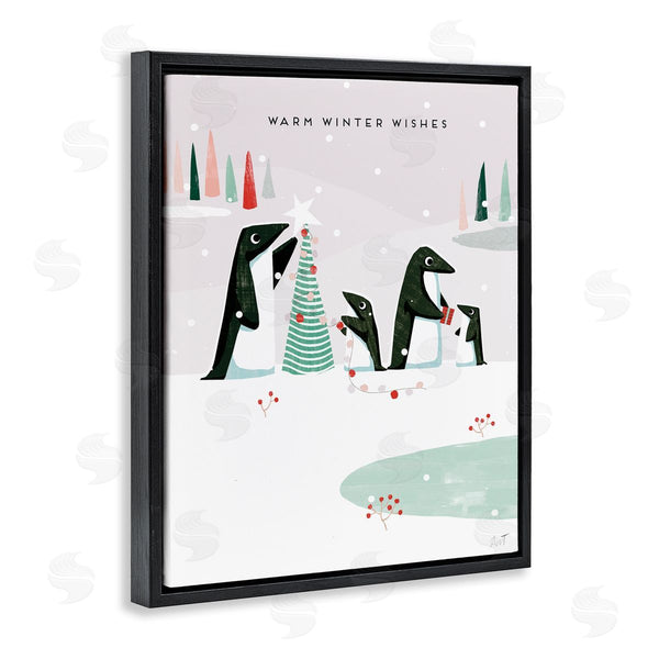 Stupell Industries Andrew Thornton | Warm Winter Wishes Snowy Penguins Wall Art