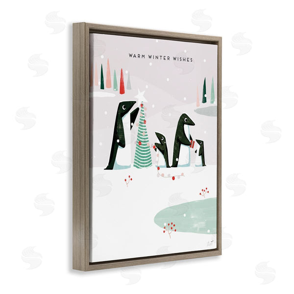 Stupell Industries Andrew Thornton | Warm Winter Wishes Snowy Penguins Wall Art