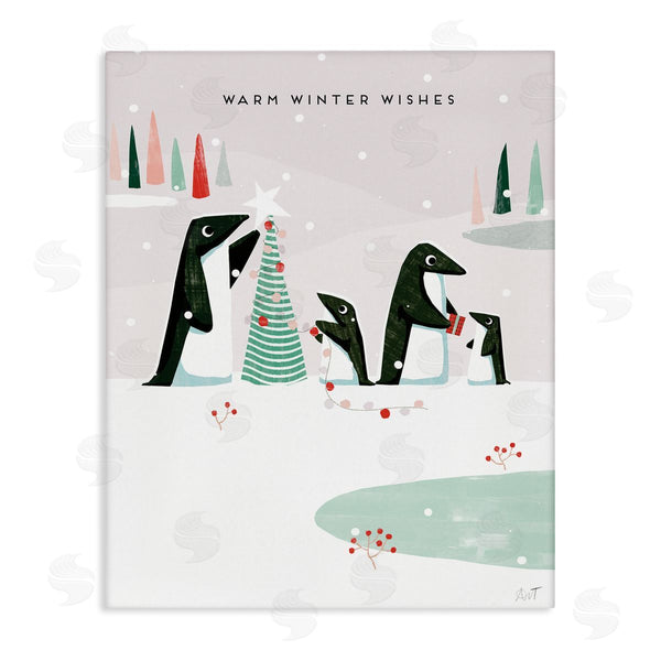stupell industries Andrew Thornton | Warm Winter Wishes Snowy Penguins Wall Art