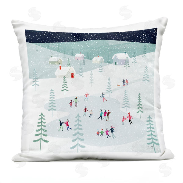 Stupell Industries Andrew Thornton | Winter Ice Skating Snowy Scene Printed Throw Pillow