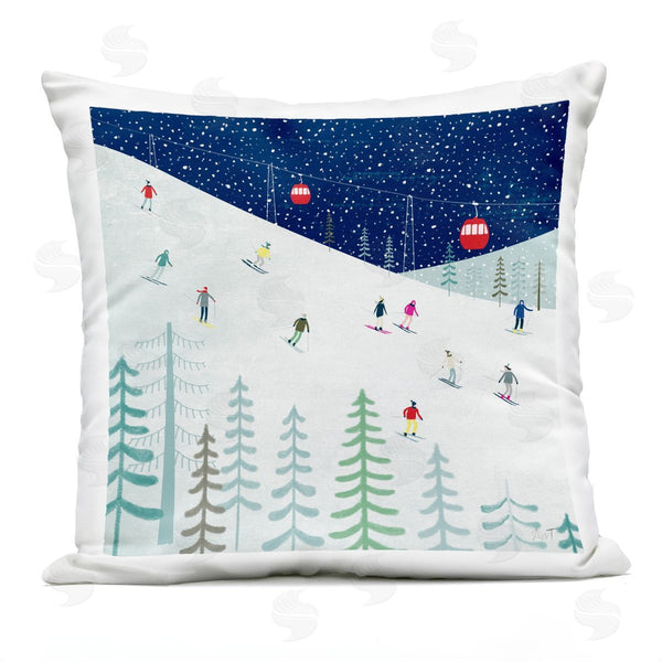 Stupell Industries Andrew Thornton | Winter Ski Slopes Night Stars Printed Throw Pillow