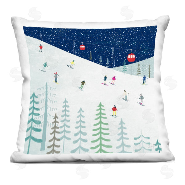 stupell industries Andrew Thornton | Winter Ski Slopes Night Stars Printed Throw Pillow