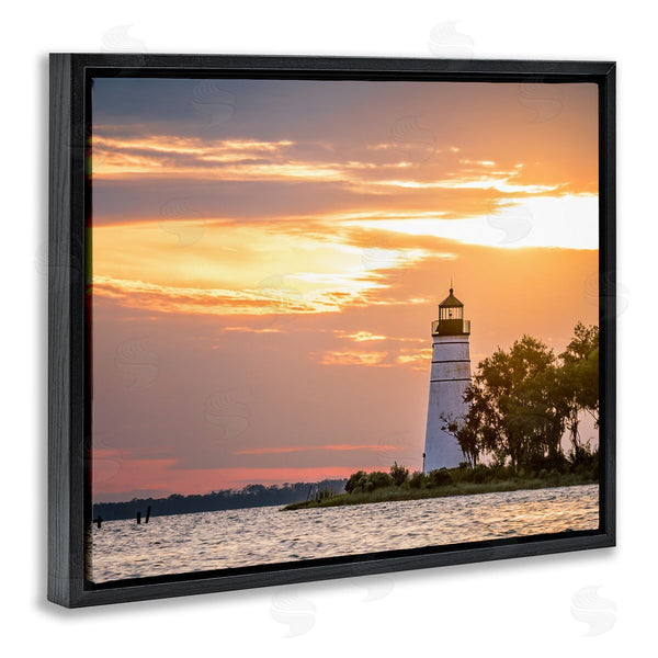 Stupell Industries Andy Crawford Photography | Nautical Lighthouse Sunset Horizon Wall Art