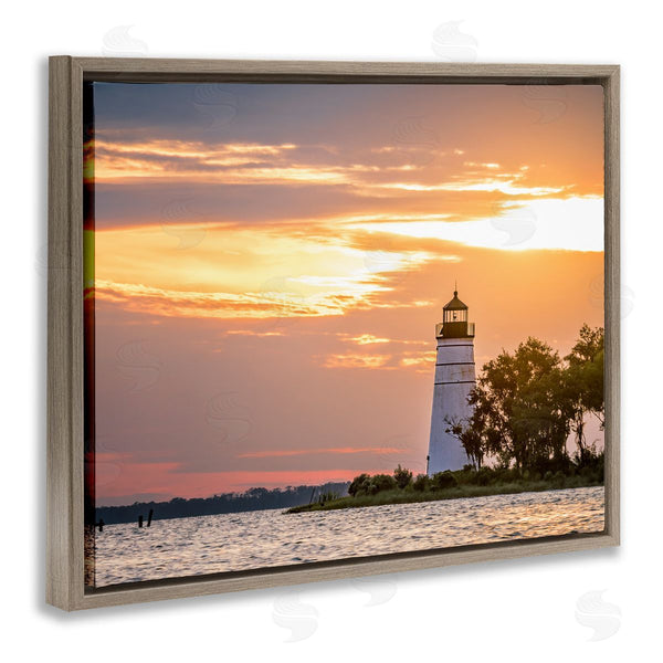 Stupell Industries Andy Crawford Photography | Nautical Lighthouse Sunset Horizon Wall Art