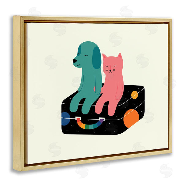Stupell Industries Andy Westface | Cat & Dog On Suitcase Wall Art