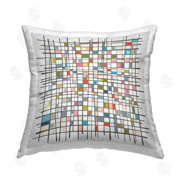 stupell industries Angel Estevez | Mondrian Inspired Abstract Printed Throw Pillow