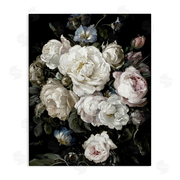 stupell industries Angela McQueen | Classical Roses and Globeflower Arrangement Vintage Faded Tones Wall Art