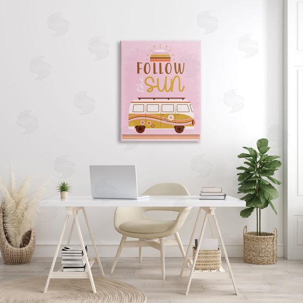Stupell Industries Angela Nickeas | Follow The Sun Sentiment Retro Van Sunflowers Wall Art