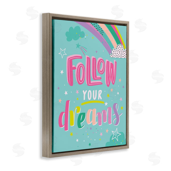 Stupell Industries Angela Nickeas | Follow Your Dreams Bright Whimsical Patterned Rainbow Stars Wall Art