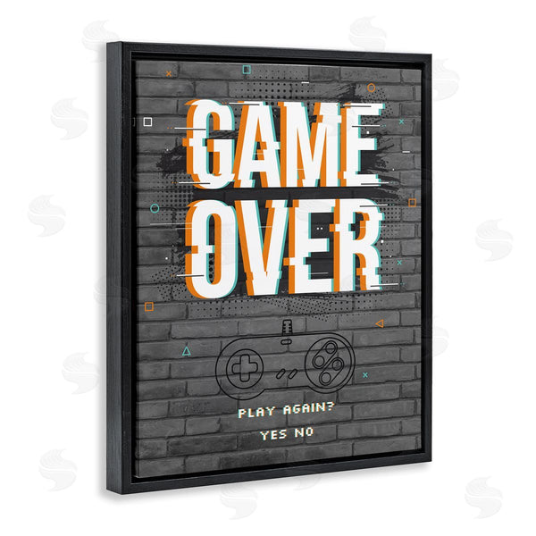 Stupell Industries Angela Nickeas | Game Over Gamer Phrase Retro Controller Brick Pattern Wall Art
