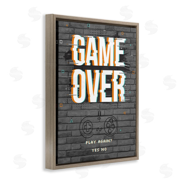 Stupell Industries Angela Nickeas | Game Over Gamer Phrase Retro Controller Brick Pattern Wall Art