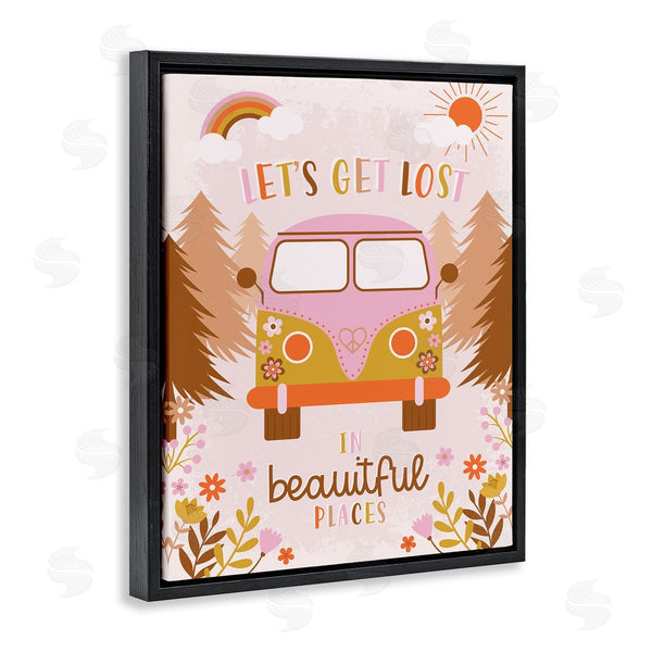 Stupell Industries Angela Nickeas | Let's Get Lost Phrase Adventure Peace Flowers Van Wall Art