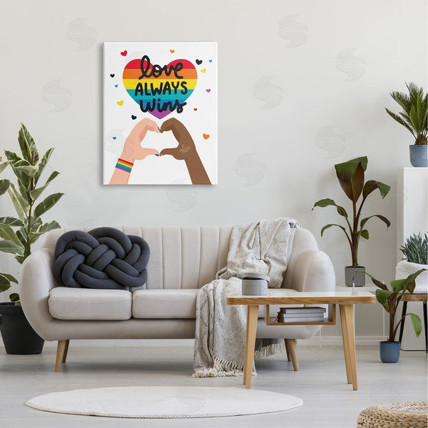 Stupell Industries Angela Nickeas | Love Always Wins Rainbow Heart Hand Gesture Wall Art
