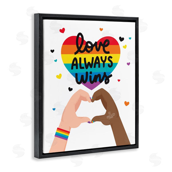 Stupell Industries Angela Nickeas | Love Always Wins Rainbow Heart Hand Gesture Wall Art