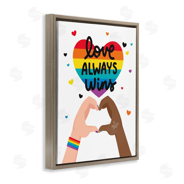 Stupell Industries Angela Nickeas | Love Always Wins Rainbow Heart Hand Gesture Wall Art