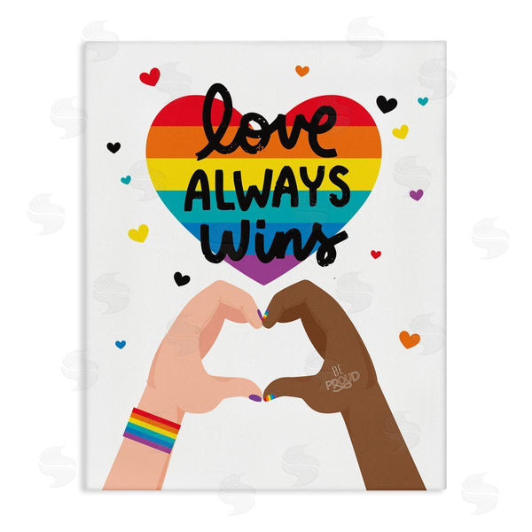 stupell industries Angela Nickeas | Love Always Wins Rainbow Heart Hand Gesture Wall Art