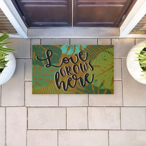 Stupell Industries Angela Nickeas | Love Grows Here Leaves Non-Woven Door Mat