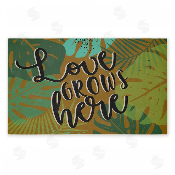 stupell industries Angela Nickeas | Love Grows Here Leaves Non-Woven Door Mat