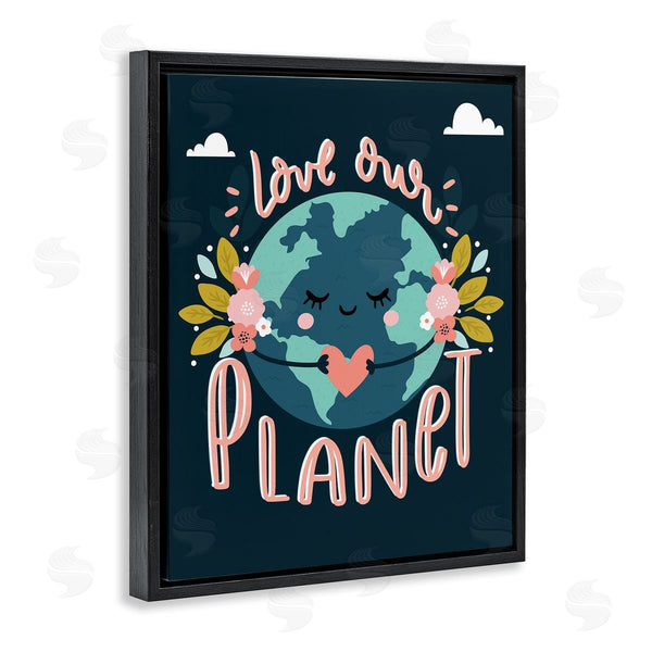 Stupell Industries Angela Nickeas | Love Our Planet Floral Cartoon Earth