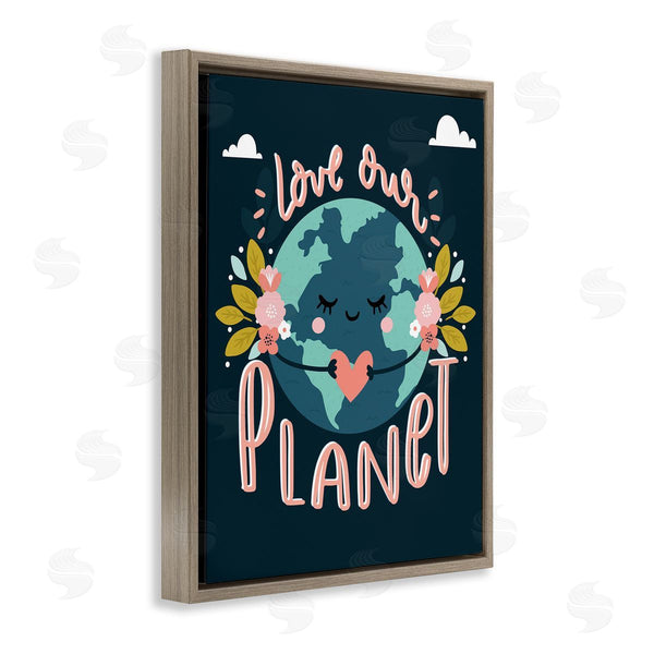 Stupell Industries Angela Nickeas | Love Our Planet Floral Cartoon Earth