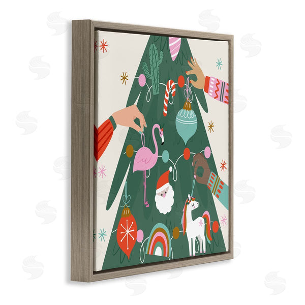 Stupell Industries Angela Nickeas | People Decorating Christmas Fir Tree Cheerful Ornaments Wall Art