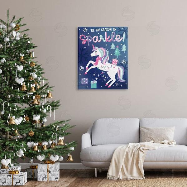 Stupell Industries Angela Nickeas | Season To Sparkle Whimsical Christmas Unicorn Snowflakes Wall Art