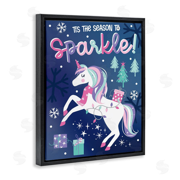 Stupell Industries Angela Nickeas | Season To Sparkle Whimsical Christmas Unicorn Snowflakes Wall Art