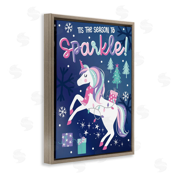 Stupell Industries Angela Nickeas | Season To Sparkle Whimsical Christmas Unicorn Snowflakes Wall Art