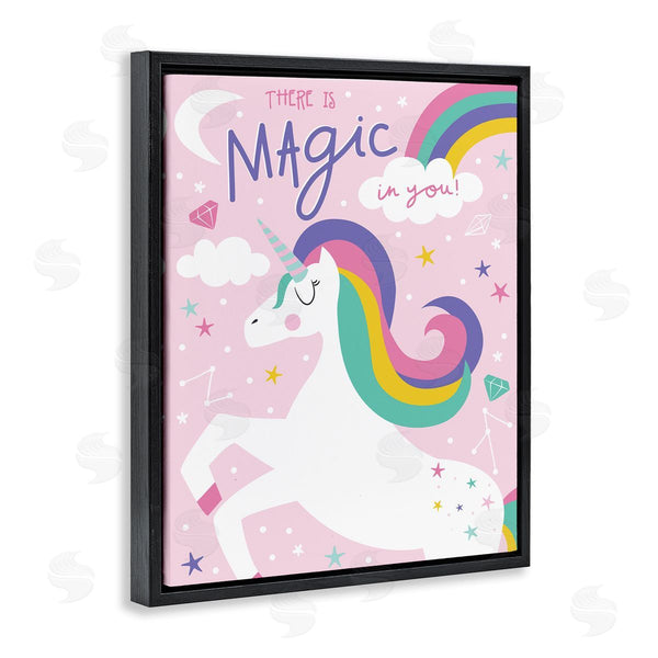 Stupell Industries Angela Nickeas | There's Magic In You Phrase Pink Rainbow Unicorn Wall Art