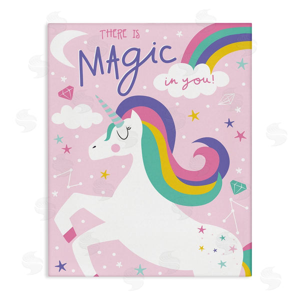 stupell industries Angela Nickeas | There's Magic In You Phrase Pink Rainbow Unicorn Wall Art
